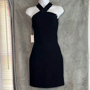 Aritzia color black Babaton Sculpt Knit Criss Cross Ribbed halter dress